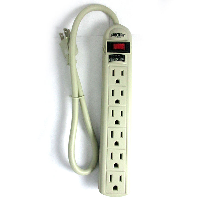 2Pc Power Strip 6 Plug Outlet Extension Cord Surge Protection 1.5ft 90 Joules UL