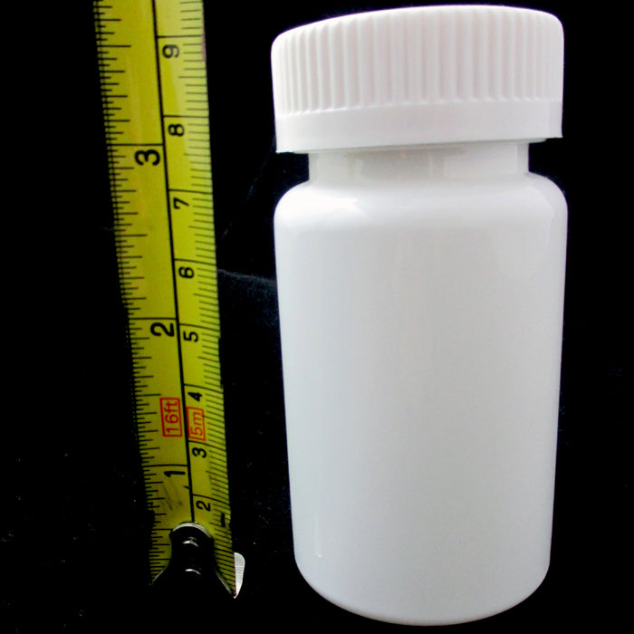 50 Empty White Plastic Pill Bottles Cap Medicine Container Vitamin Capsule
