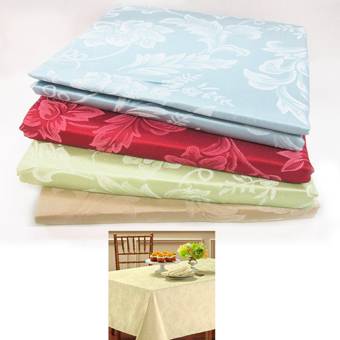 1Pc Fabric Oblong Tablecloth Rectangular 60" X 104" Damask Pattern Asst Colors