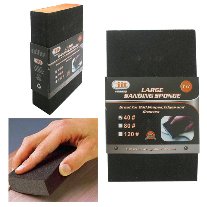 12 Pc Large Sanding Sponge 40 Grit Polishing Block Pad Sandpaper Foam Dual Angle