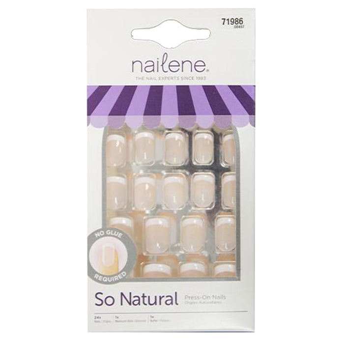 24 Ct Press On Nail Set Natural White French Tips Design Adhesive Manicure Women