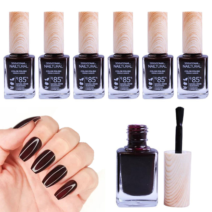 6 Pc Nail Polish Dark Purple Plum Vegan Cruelty Free Natural Manicure Pedicure