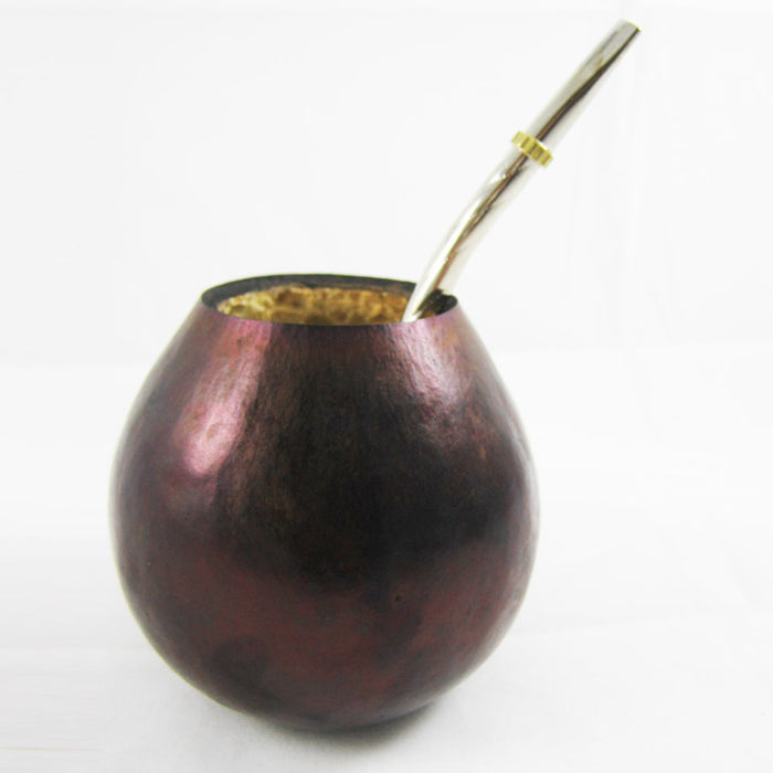 MATE GOURD SPECIAL METALLIC COLOR GOOD FOR YERBA OR TEA WITH STRAW DRINKING