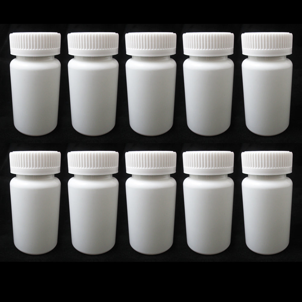 2 x Pill Bottle Storage Container Pet Tin Vial White 100ml Safety Cap Medicine