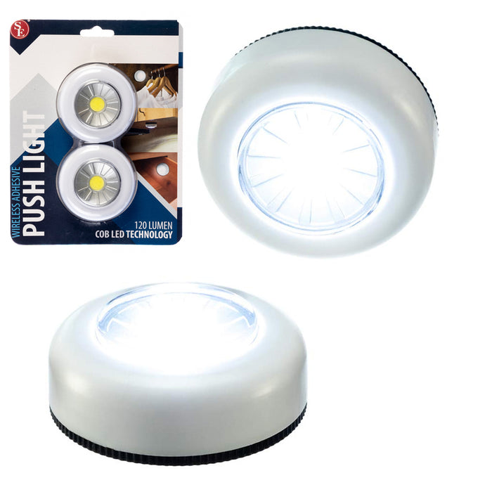 2PCS COB LED Night Light Push Stick On Wireless Closet Cordless Battery Operated