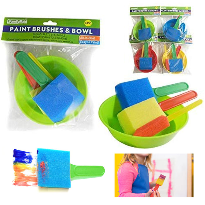 8 pcs Foam Brush Set Paint Brushes Mixing Bowl Kids Easy Art Crafts Painting Kit