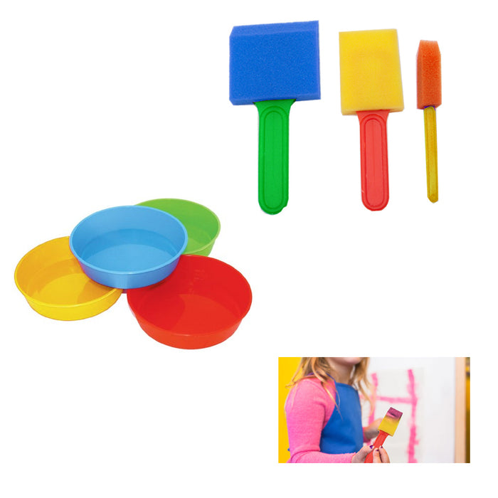 4 pcs Foam Brush Set Paint Brushes Mixing Bowl Kids Easy Art Crafts Painting Kit
