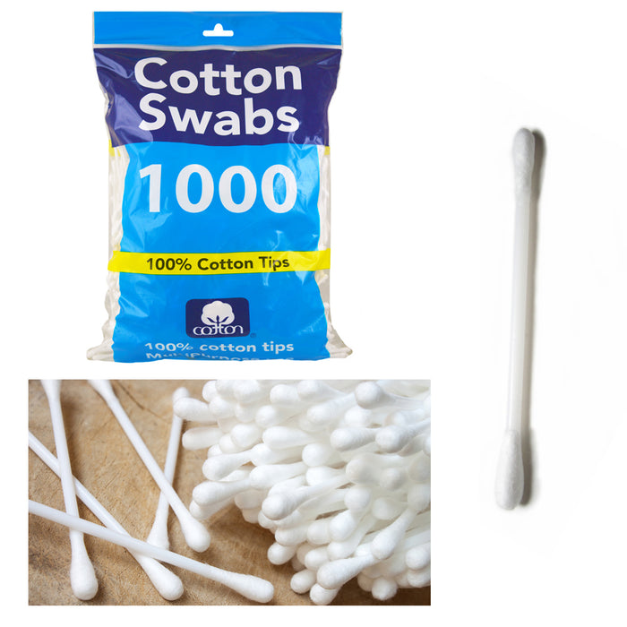 1000 Cotton Swabs Applicator Double Tipped Tip Bud Safety Ear Wax Makeup Remover