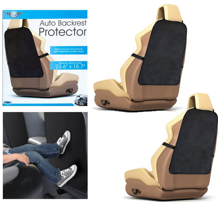 2 Auto Backrest Back Seat Protector Car Cushion Cover Care Travel Kick Mat Black