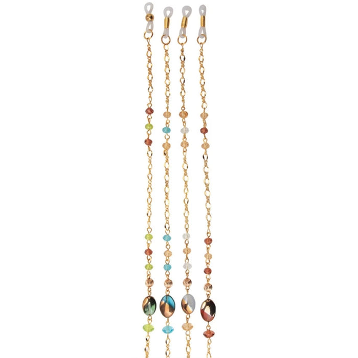 1 Fashion Eyewear Retainer Beaded Eyeglass Sunglass Neck Gold Chain Holder Strap