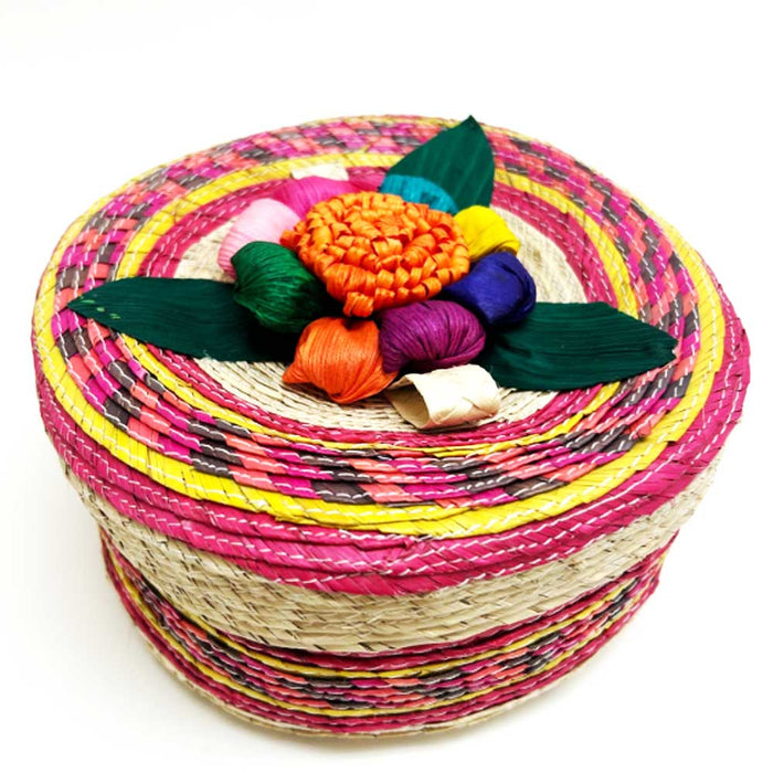 1Pk Handwoven Tortilla Warmer Basket Fiesta Mexicana Palm Straw Bowl Container