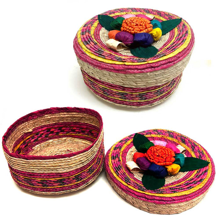 1Pk Handwoven Tortilla Warmer Basket Fiesta Mexicana Palm Straw Bowl Container