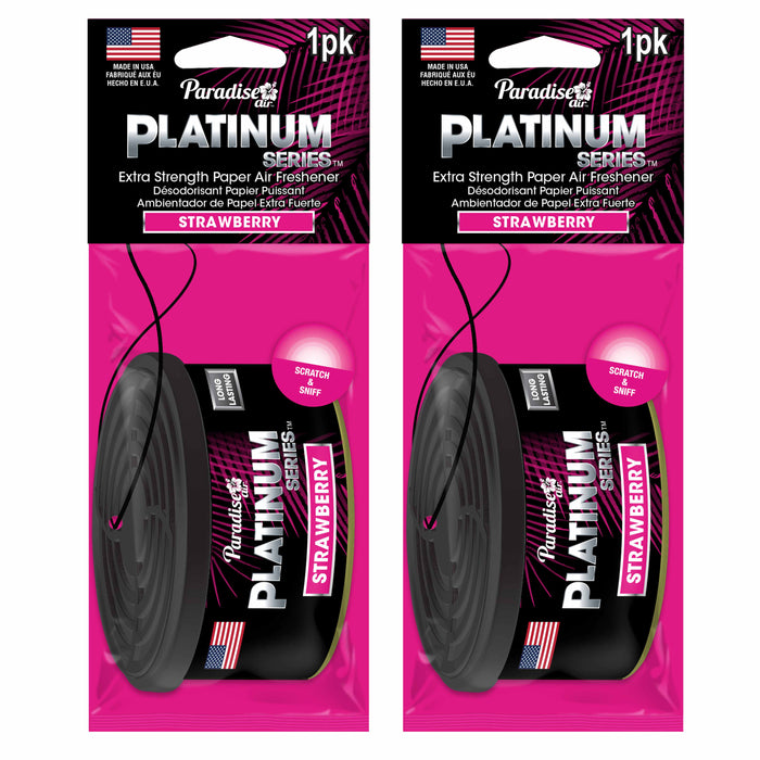 2 Paradise Platinum Air Freshener Hanging Car Aroma Fragrance Scent Strawberry