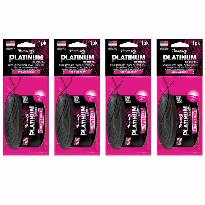 4 Paradise Platinum Air Freshener Hanging Car Aroma Fragrance Scent Strawberry