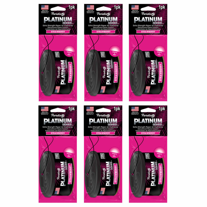 6 Paradise Platinum Air Freshener Hanging Car Aroma Fragrance Scent Strawberry