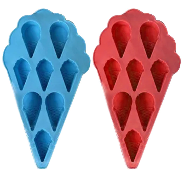 2 Silicone Ice Cream Cone Shaped Tray Cube Soap Mold Candy Chocolate Treat Mould