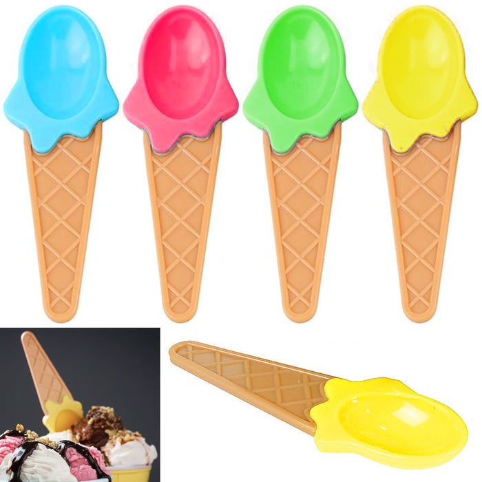 8 Ice Cream Scoop Spoon Cone Shaped Plastic Children Party Favors Baby Serving