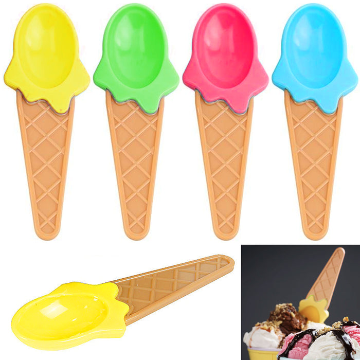 8 Ice Cream Scoop Spoon Cone Shaped Plastic Children Party Favors Baby Serving