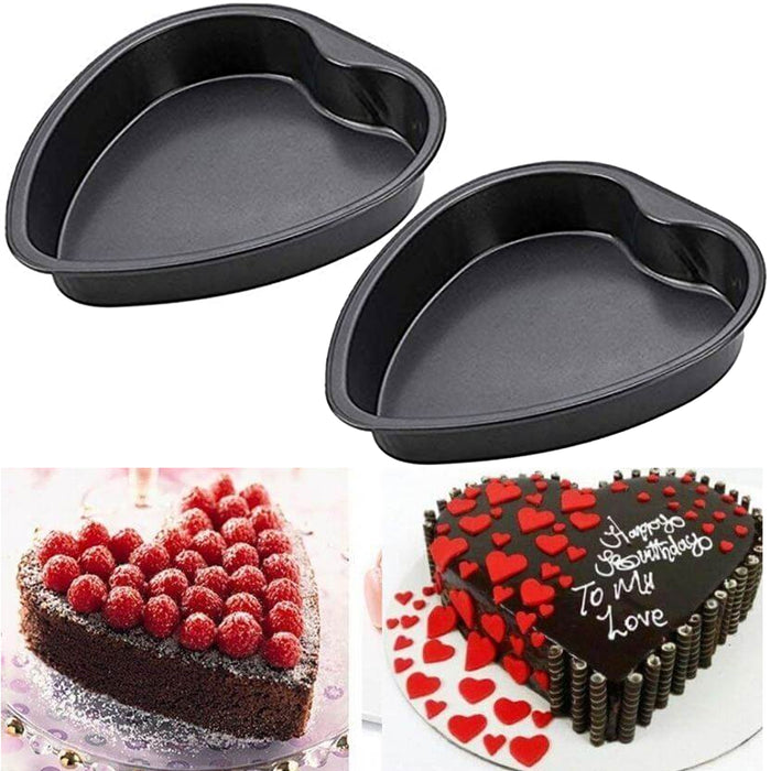 2 Valentine's Day Heart Shape Nonstick Tin Pastry Bread Cake Baking Pan Bakeware