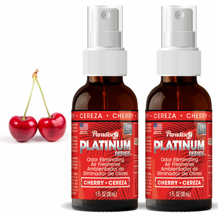 2 Paradise Platinum Air Freshener Spray Odor Eliminator Fragrance Scent Cherry