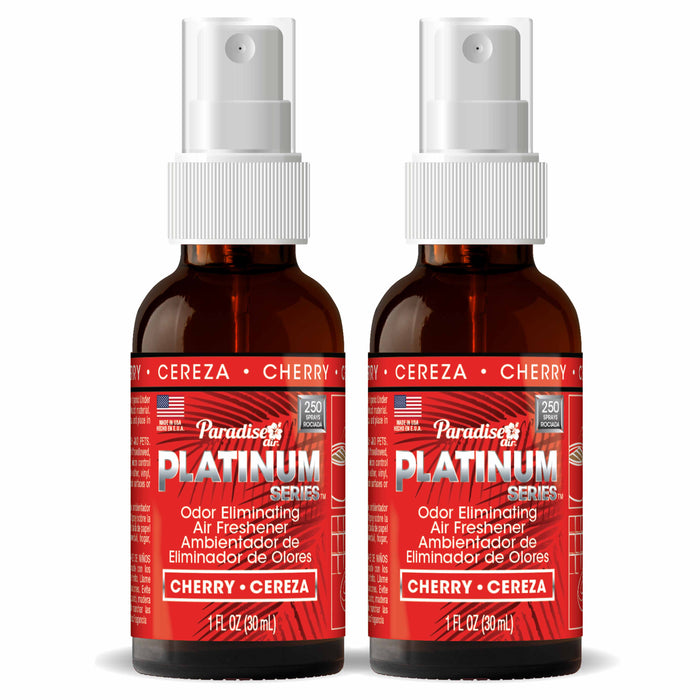 2 Paradise Platinum Air Freshener Spray Odor Eliminator Fragrance Scent Cherry
