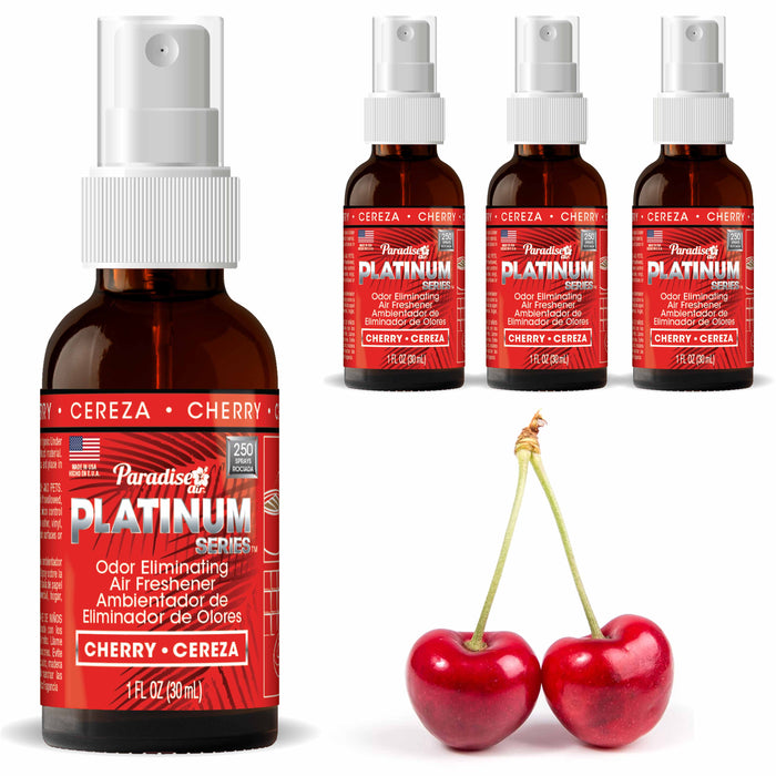 4 Paradise Platinum Air Freshener Spray Odor Eliminator Fragrance Scent Cherry