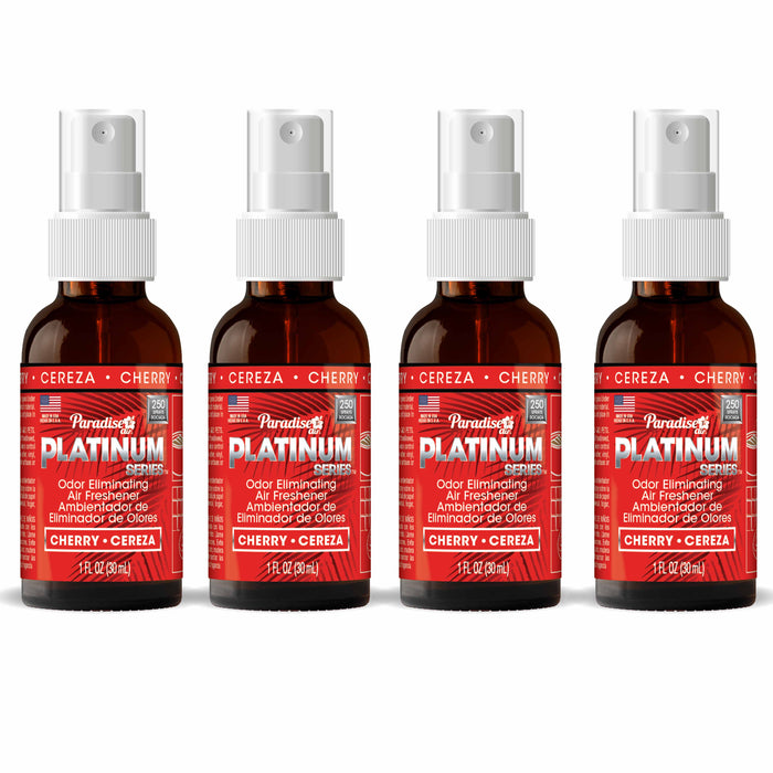 4 Paradise Platinum Air Freshener Spray Odor Eliminator Fragrance Scent Cherry