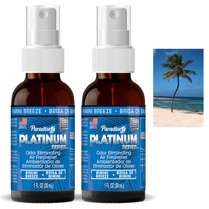 2 Paradise Platinum Air Freshener Spray Odor Eliminator Fragrance Scent Breeze