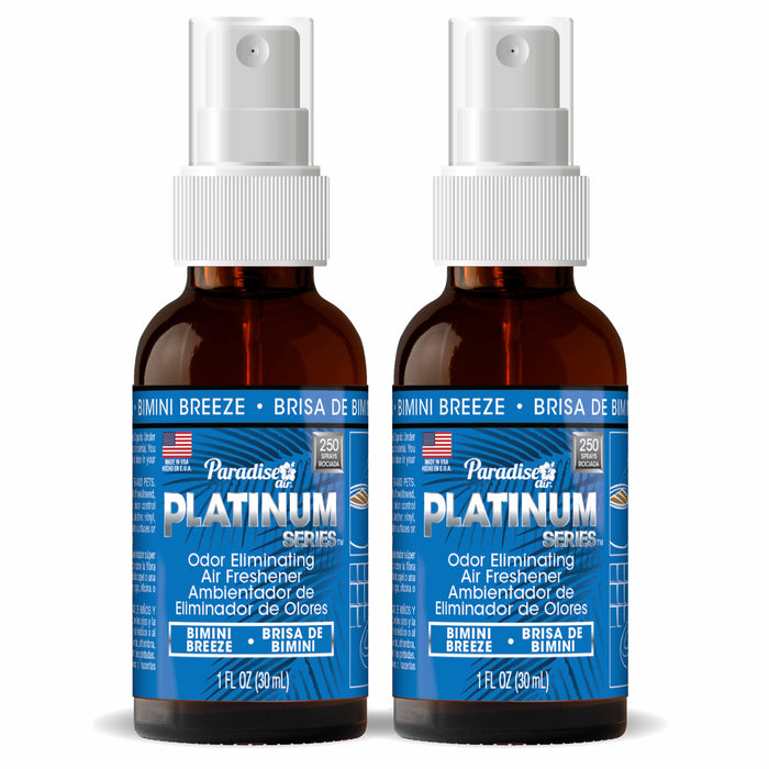 2 Paradise Platinum Air Freshener Spray Odor Eliminator Fragrance Scent Breeze
