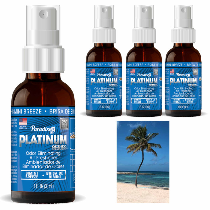 4 Paradise Platinum Air Freshener Spray Odor Eliminator Fragrance Scent Breeze