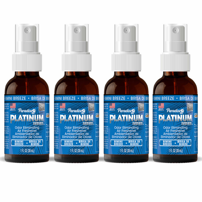 4 Paradise Platinum Air Freshener Spray Odor Eliminator Fragrance Scent Breeze