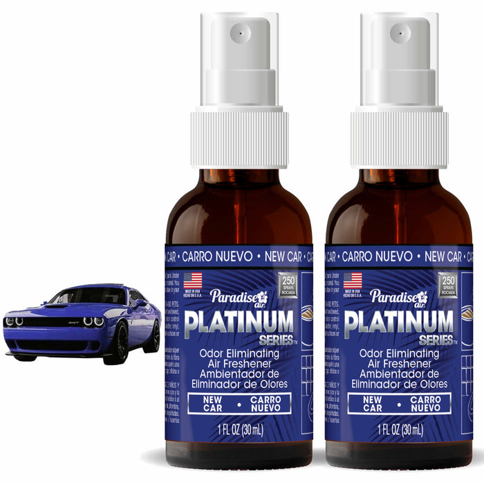 2 Paradise Platinum Air Freshener Spray Odor Eliminator Fragrance Scent New Car