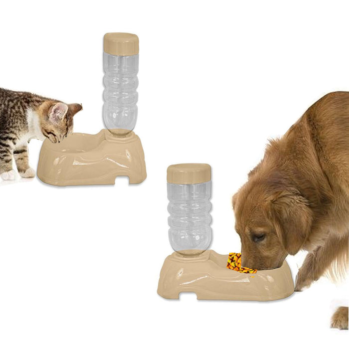 Plastic Pet Dog Puppy Cat Automatic Water Food Dispenser Combo Dish Bowl Feeder