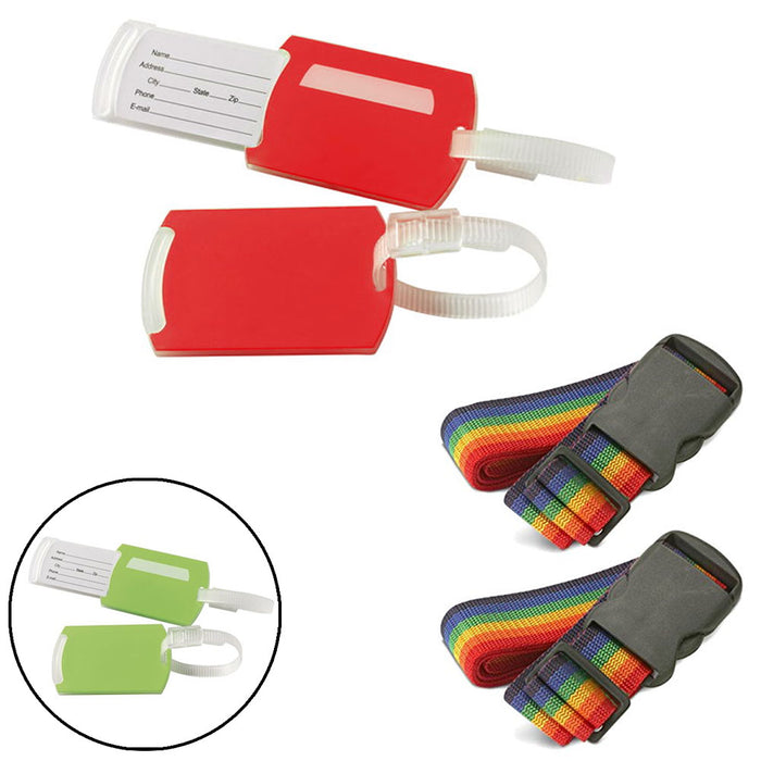 4 Travel Luggage Suitcase Strap Rainbow Color Belt Baggage Backpack Bag Name Tag