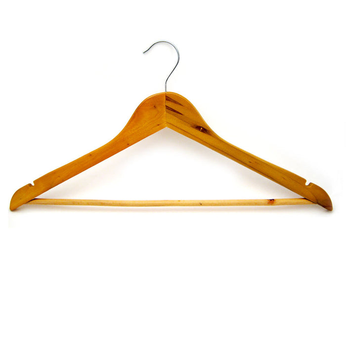 6 Pack Natural Durable Wood Suit Hangers Non Slip Bar Clothes Coat Solid Hanger