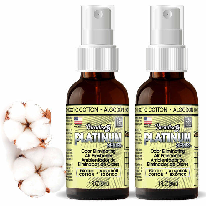 2 Paradise Platinum Air Freshener Spray Odor Eliminator Fragrance Scent Cotton