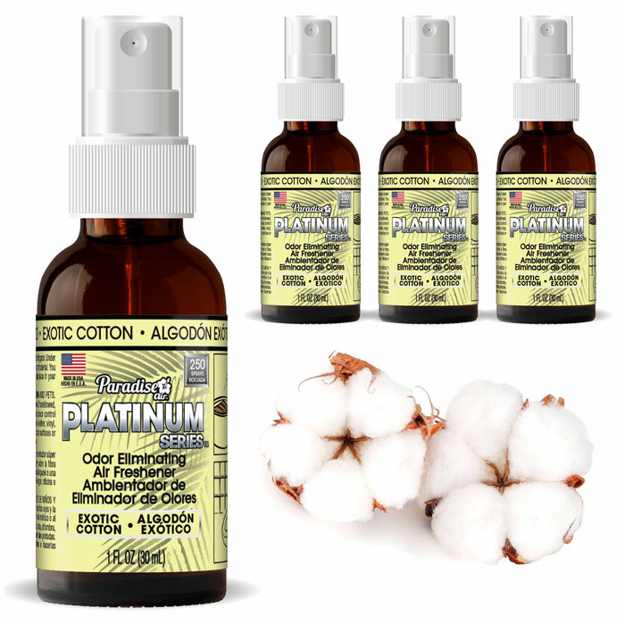4 Paradise Platinum Air Freshener Spray Odor Eliminator Fragrance Scent Cotton