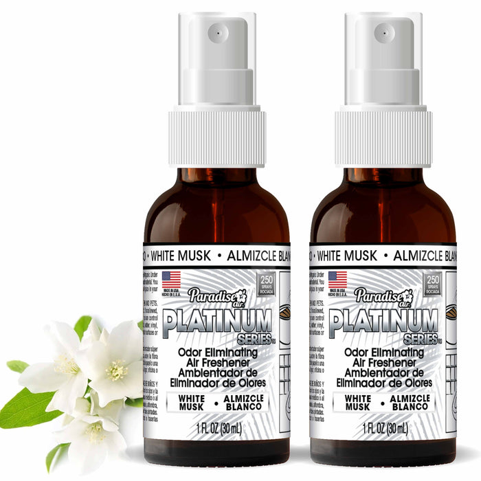 2 Pc Paradise Platinum Air Freshener Spray Odor Eliminator Fragrance White Musk
