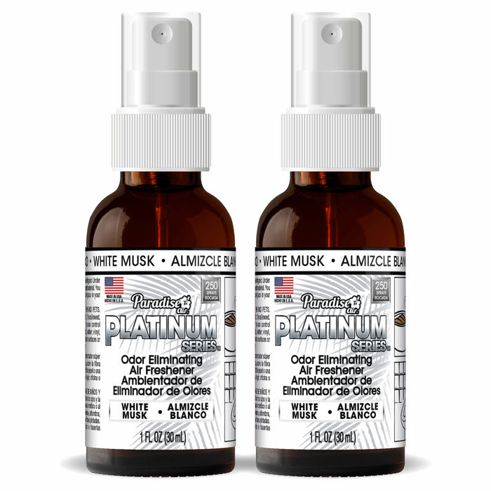 2 Pc Paradise Platinum Air Freshener Spray Odor Eliminator Fragrance White Musk