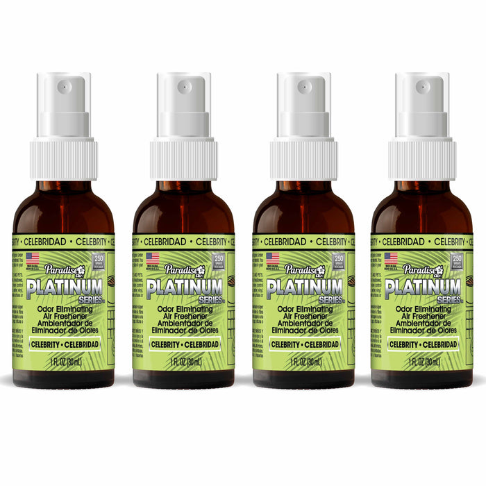 4 Paradise Platinum Air Freshener Spray Odor Eliminate Fragrance Scent Celebrity