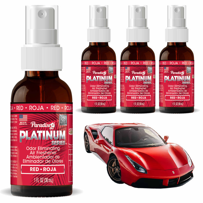 4 Paradise Platinum Air Freshener Spray Odor Eliminator Car Fragrance Scent Red