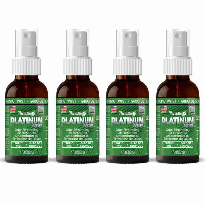 4 Paradise Platinum Air Freshener Spray Odor Eliminator Fragrance Scent Tropic
