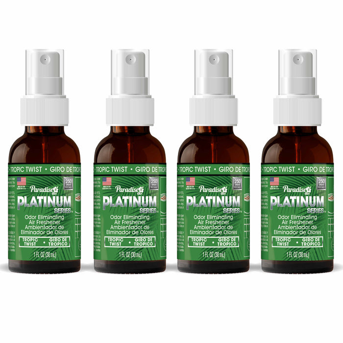 4 Paradise Platinum Air Freshener Spray Odor Eliminator Fragrance Scent Tropic