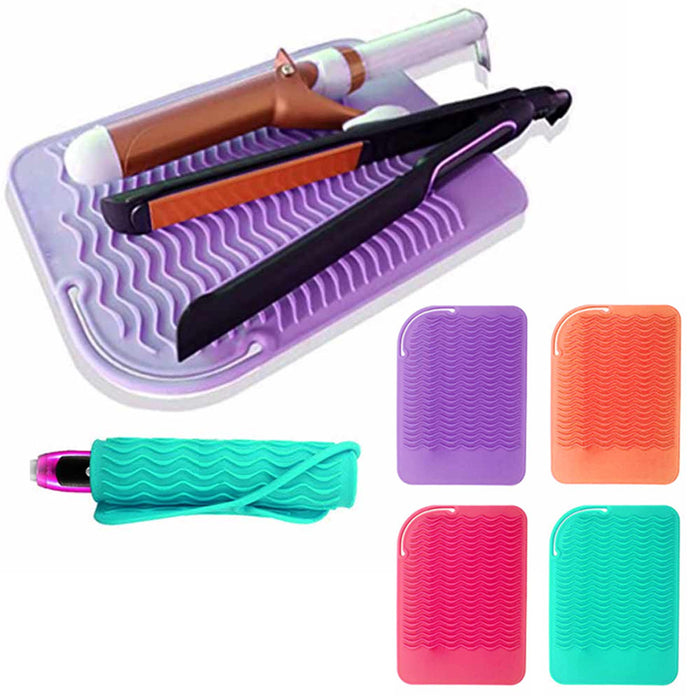 1 Heat Resistant Silicone Mat Pad Pouch for Flat Iron Curling Iron Hot Hair Tool