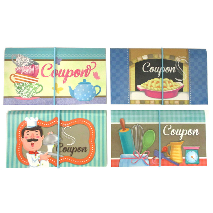 4 Pk 12 Pocket Coupon Organizer Holder Expanding File Wallet Purse Carrier 7"x4"