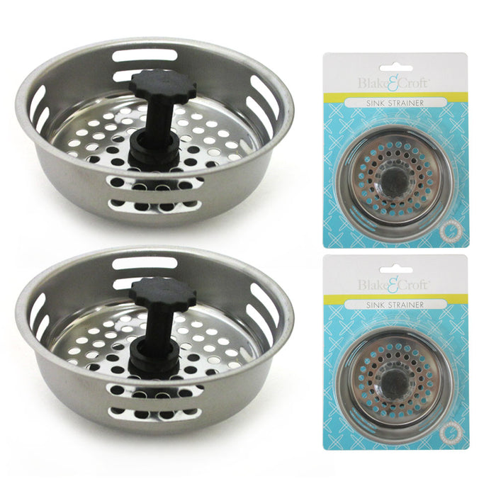 2 Pack Stainless Steel Kitchen Sink Drain Strainer Basket Stopper Filter 3.2"