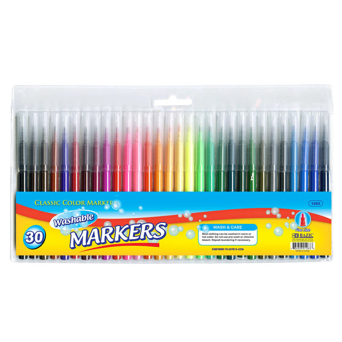 30 PC Washable Markers Coloring Fine Pens Marker Brilliant Colors Art School Set