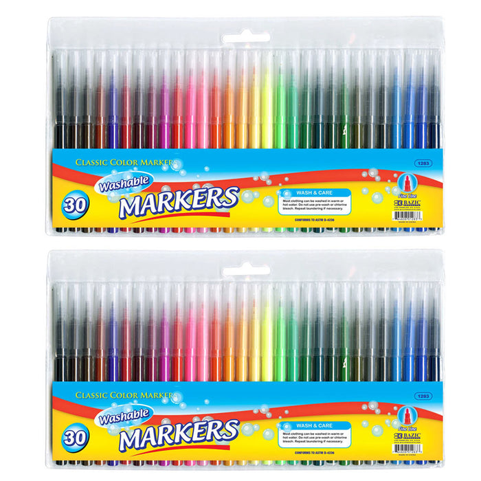 60 PC Coloring Books Markers Washable Color Pens Art School Fine Tip Line Marker