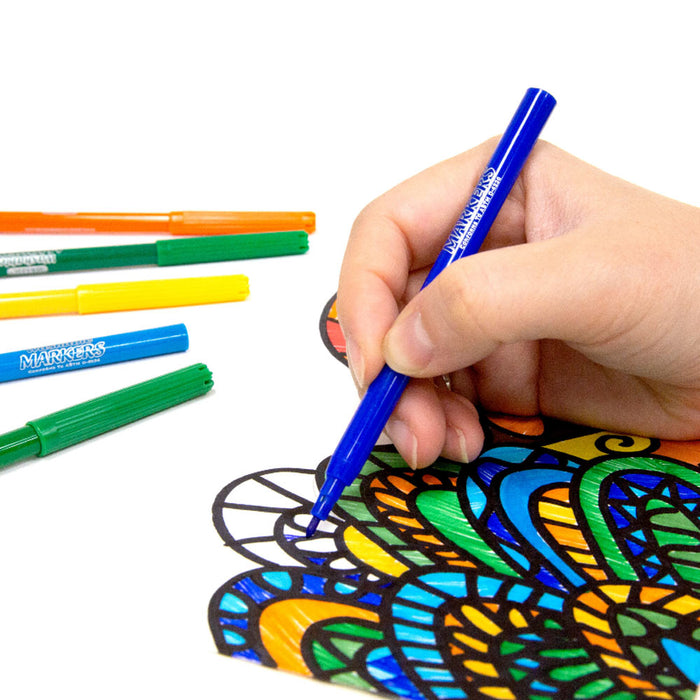 48 Pc Coloring Art Markers Washable Classic Color Fine Tip Line Pen Art School