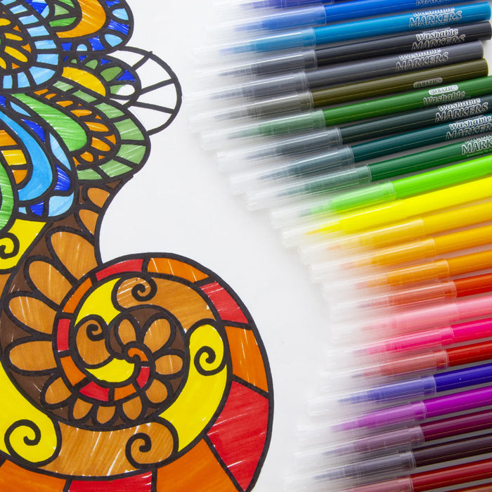 20 PC Coloring Markers Washable Fine Fibre Pens Marker Kids Adult Art School Set